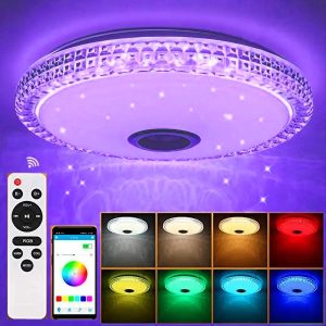 300W Smart RGB LED Ceiling Light – Dimmable Lamp with APP Control & Bluetooth Speaker