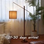 European Wood Floor Lamp – Fabric Lampshade Standing Light with E27 Socket for Living Room & Reading Corners
