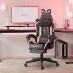 Dowinx Gaming Chair – Cute Cat Ears Design with Massage Lumbar Support
