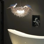 Bymaocar LED Bird's Nest Art Pendant Light – Warm Indoor Lighting Fixture with Adjustable Cord