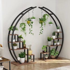 2-Pack Metal Plant Stand – Tall Indoor/Outdoor Flower Display Shelf with Plant Hanger for Garden & Balcony