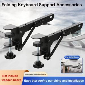 2Pcs/set Foldable Desktop Bracket – Heavy-Duty, Punch-Free Extension Plate Rack & Keyboard Stand for Space-Saving Organization