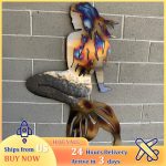 3D Mermaid Metal Art Wall Decor – Handmade Wrought Iron Hanging Sculpture for Home & Garden