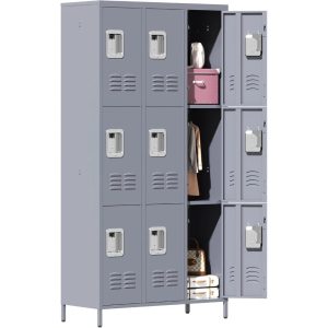 Metal Lockers for Employees – 9-Door Steel Storage Locker Cabinet for Home, Office, School & Gym